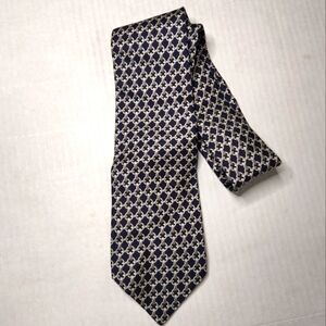 Hermes Navy pewter gray silk luxury necktie tie